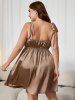 Plus Size Flounce Ruched Open Back Tie Stain Sleep Dress -  