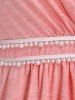 Plus Size Lace Trim Faux Pearls Short Sleeves Surplice Tee -  
