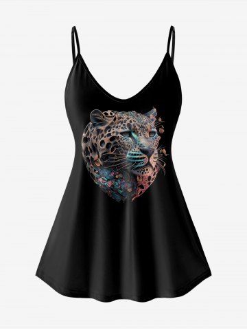 Top Cami de Talla Grande con Estampado de Leopardo - BLACK - 5X | US 30-32