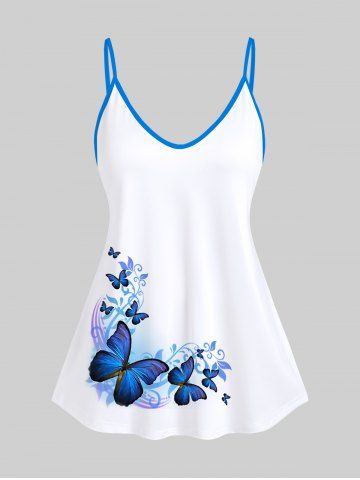 Plus Size Butterfly Print Cami Top - WHITE - 4X | US 26-28