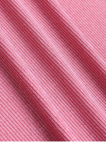 Plus Size Cinched Ruched Cuffed Sleeves Metallic Tee