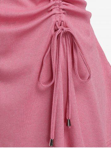 Plus Size Cinched Ruched Cuffed Sleeves Metallic Tee