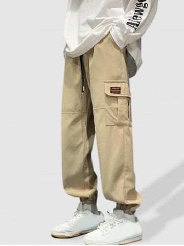 Multi Pockets Design Beam Feet Cargo Pants - LIGHT COFFEE - XS