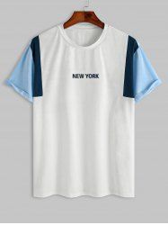 Colorblock New York Pattern Short Sleeves T-shirt -  
