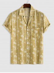 Flowers Jacquard Short Sleeves Shirt -  