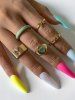 5Pcs Retro Drip Oil Love Circle Acrylic Rings -  