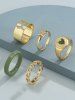 5Pcs Retro Drip Oil Love Circle Acrylic Rings -  