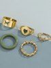 5Pcs Retro Drip Oil Love Circle Acrylic Rings -  