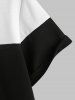 Ladder Colorblock Polo Collared Button Front T-shirt -  