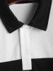 Ladder Colorblock Polo Collared Button Front T-shirt -  