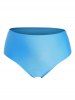 Ensemble de Tankini Rembourré Asymétrique à Fleurs à Taille Haute Grande Taille - Bleu profond 4X