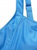 Ensemble de Tankini Rembourré Asymétrique à Fleurs à Taille Haute Grande Taille - Bleu profond 4X