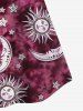 Plus Size 3D Sun Moon And Colorblocks Print Cold Shoulder Tank Top -  