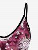 Plus Size 3D Sun Moon And Colorblocks Print Cold Shoulder Tank Top -  