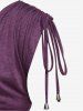 Plus Size Contrast Lace Trim Cinched Ruched Short Sleeves Tee -  