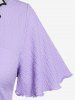 T-shirt Texturé à Double Couches de Grande Taille à Lacets - Violet clair 3X | US 22-24