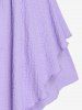 T-shirt Texturé à Double Couches de Grande Taille à Lacets - Violet clair 4X | US 26-28