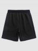 Short de Sweat Bande Adhésive Lettre en Blocs de Couleurs à Cordon - Noir XXL