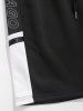 Short de Sweat Bande Adhésive Lettre en Blocs de Couleurs à Cordon - Noir XXL