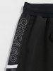 Short de Sweat Bande Adhésive Lettre en Blocs de Couleurs à Cordon - Noir XXL
