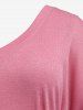 T-shirt Métallique Plissé de Grande Taille à Manches à Revers - Rose clair L | US 12