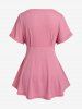 Plus Size Cinched Ruched Cuffed Sleeves Metallic Tee -  