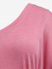 Plus Size Cinched Ruched Cuffed Sleeves Metallic Tee -  