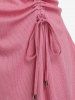 Plus Size Cinched Ruched Cuffed Sleeves Metallic Tee -  