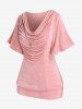 Plus Size Butterfly Sleeves Ruched Chain Cowl Neck Blonsou Top -  