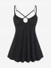 Plus Size Raglan Sleeves Lace Tee and Chains Keyhole Tank Top Set -  