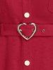 Plus Size Sleeveless Buttons Heart Buckle Belt Shirt -  