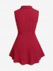 Plus Size Sleeveless Buttons Heart Buckle Belt Shirt -  