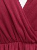 T-shirt Tressé Long Chaîne Panneau en Couleur Unie Grande Taille - Rouge foncé 4X | US 26-28