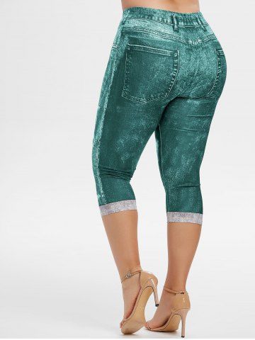 Sunflower Galaxy Printed Crisscross Short Sleeves Tee and Capri Jeggings Plus Size Outfits