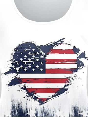 Plus Size Heart American Flag Printed Patriotic Tee