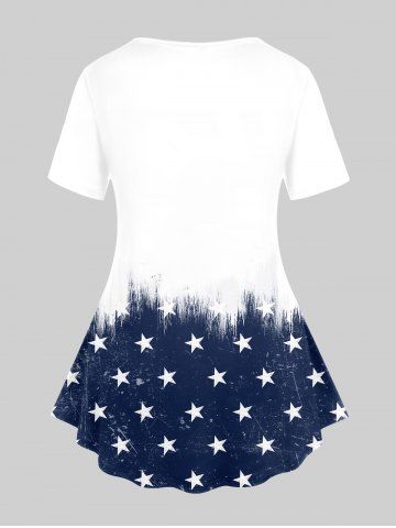 Plus Size Heart American Flag Printed Patriotic Tee