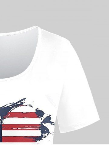 Plus Size Heart American Flag Printed Patriotic Tee