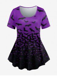 Gothic Bat Print T-shirt -  