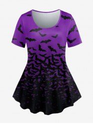 Halloween Bat Print T-shirt -  