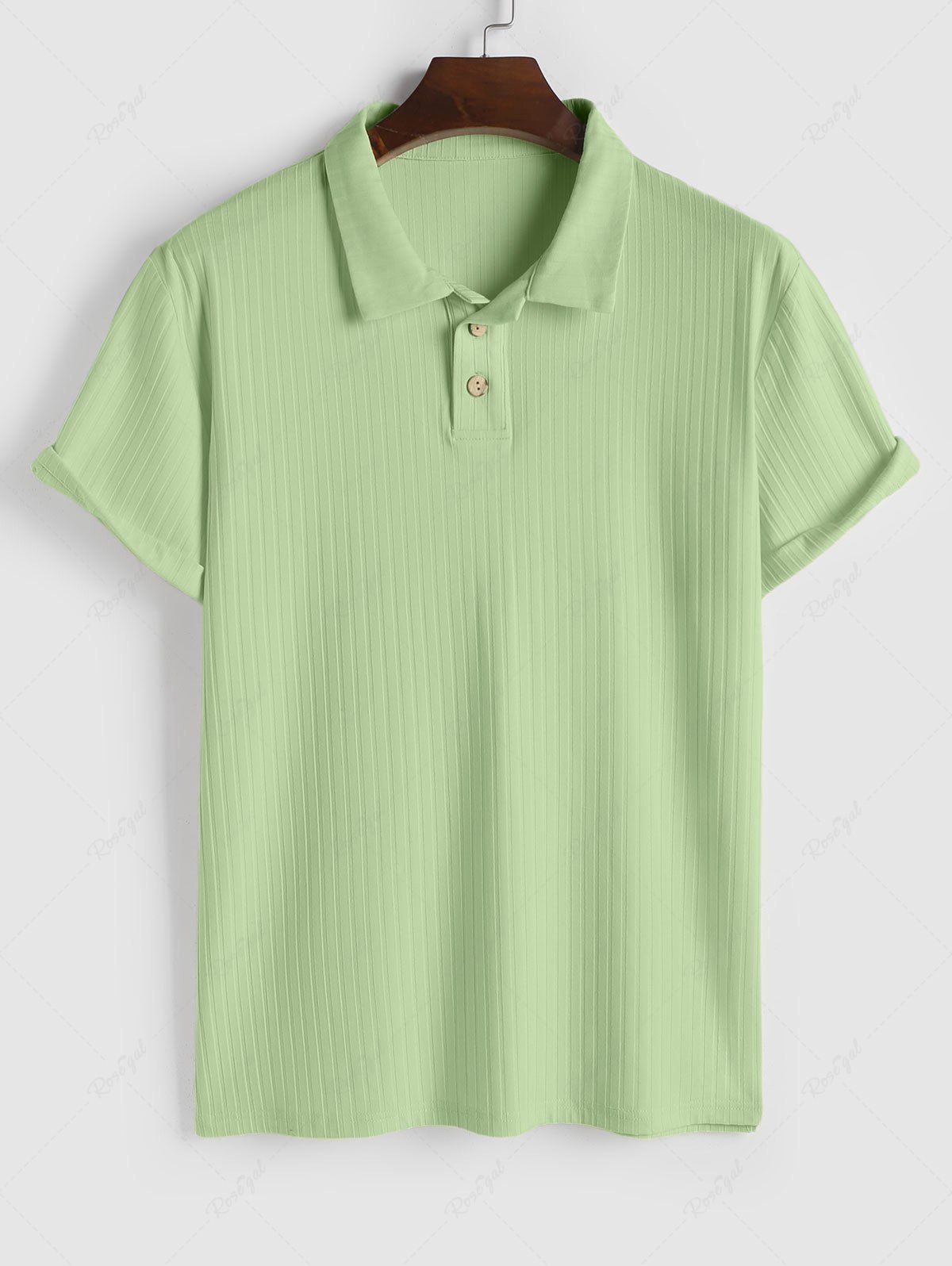 Discount Solid Color Textured Short Sleeves Polo Collared T-shirt  