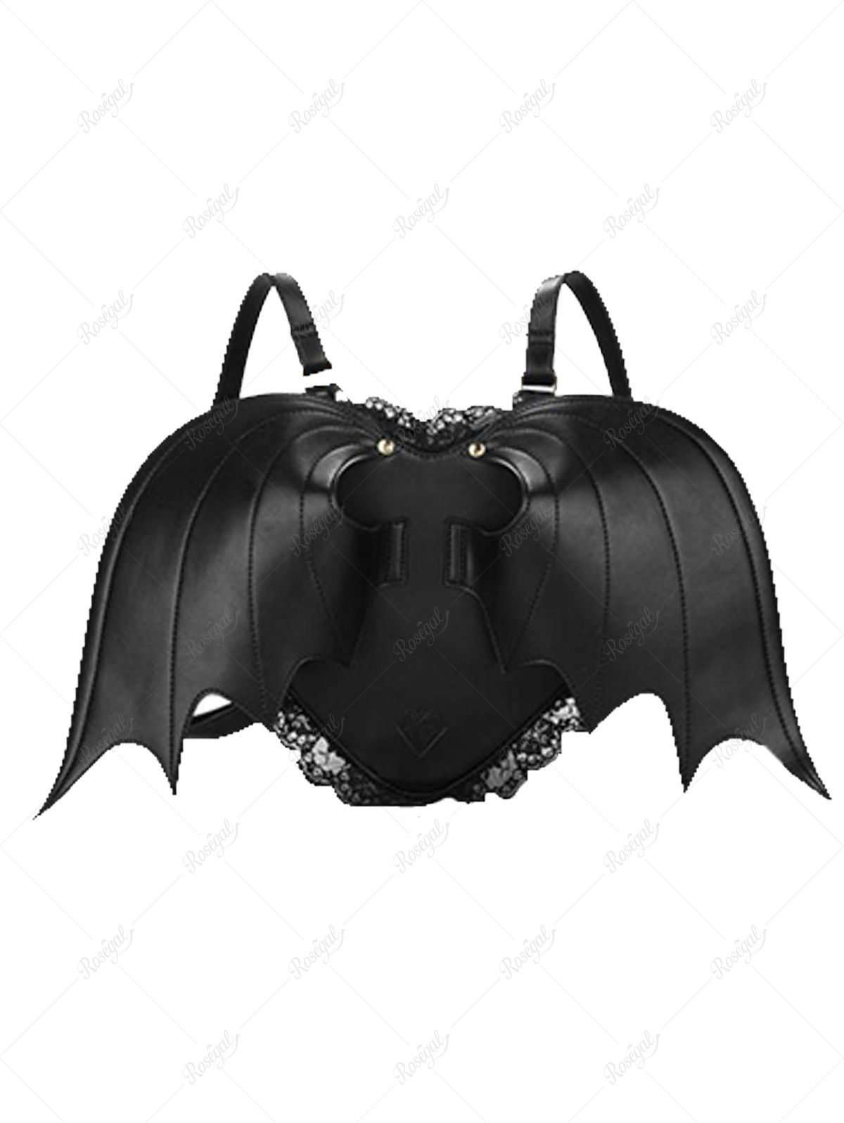 Online Gothic Lace Trim Demon Heart Bat Backpack  