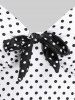 Bow Tie Polka Dot Cinched Bottom Tankini Swimsuit -  
