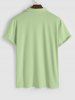 Solid Color Textured Short Sleeves Polo Collared T-shirt -  