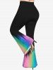 Plus Size 3D Sparkling Sequin Colorblocks Print Flare Pants -  
