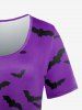 Halloween Bat Print T-shirt -  