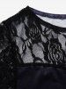 Gothic 3D Print Lace Panel Short Sleeve T-shirt -  
