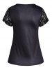 Gothic 3D Print Lace Panel Short Sleeve T-shirt -  