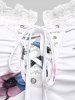 Robe Moulante à Bretelle Fine 3D Florale Imprimée de Grande Taille à Lacets - Blanc 1X | US 14-16