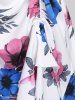 Robe Moulante à Bretelle Fine 3D Florale Imprimée de Grande Taille à Lacets - Blanc 2X | US 18-20
