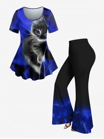 Camiseta con Estampado de Brillo y Pantalones Cortos en 3D - BLUE